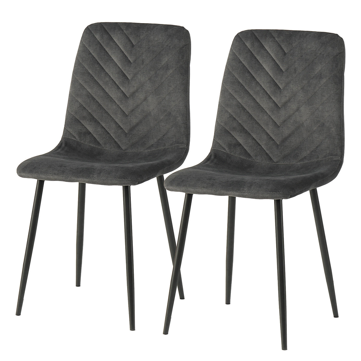 ESSZIMMERSTUHL - 2er-Set - Anthrazit, Textil/Metall (54/88/44cm) - home24