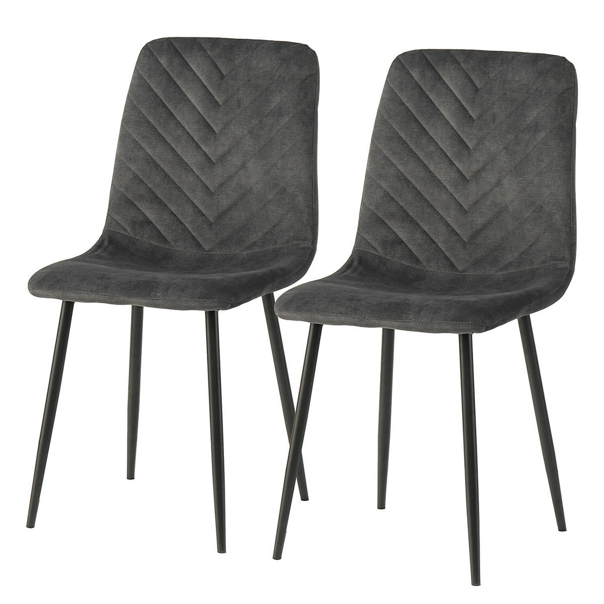 ESSZIMMERSTUHL - 2er-Set - Anthrazit, Textil/Metall (54/88/44cm) - home24
