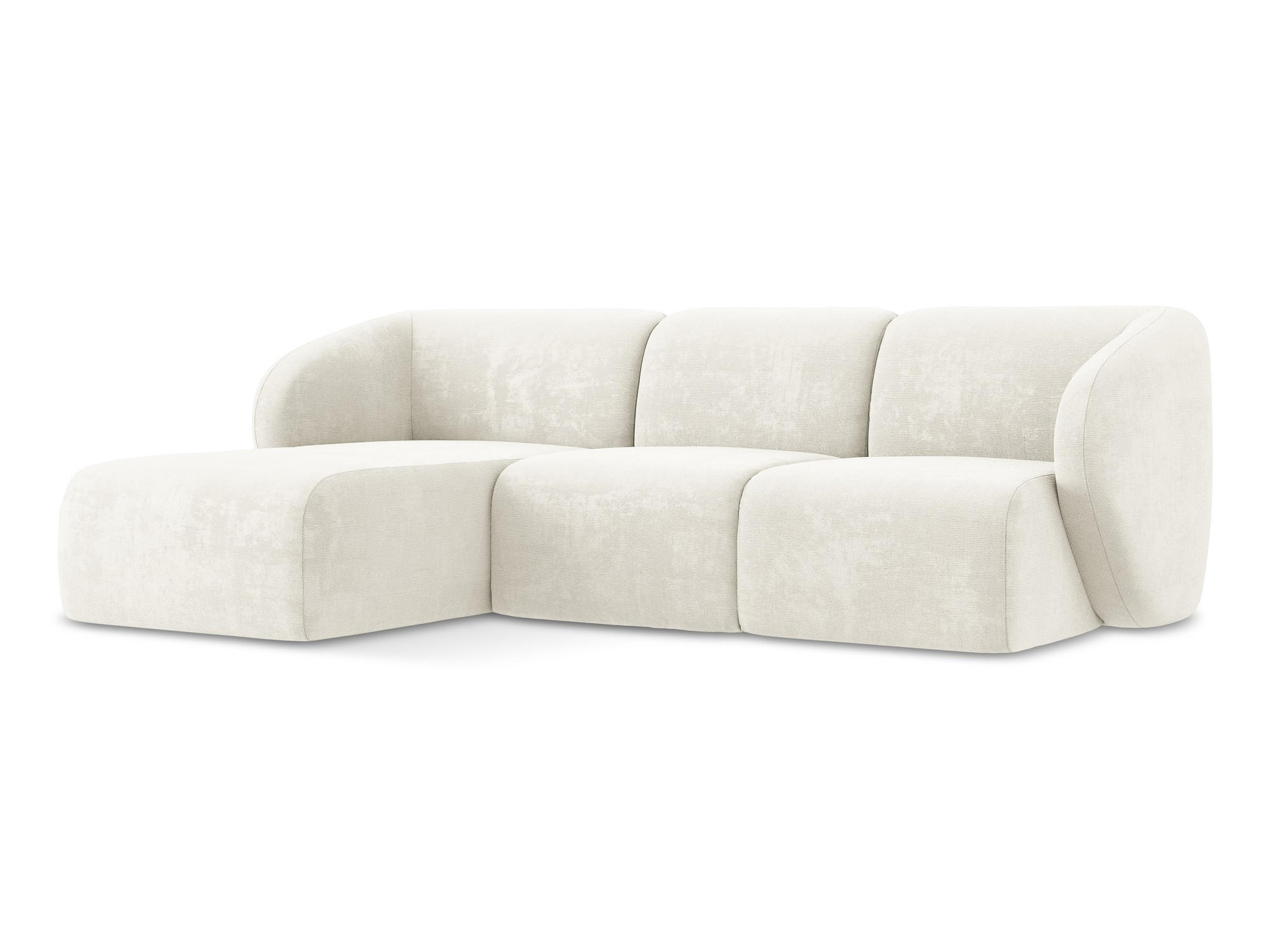 ECKSOFA Links Chenille Stoff Weiß - Schwarz/Weiß, Holzwerkstoff/Kunststoff (248/166cm) - Makamii
