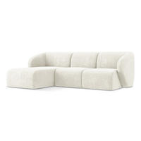 ECKSOFA Links Chenille Stoff Weiß - Schwarz/Weiß, Holzwerkstoff/Kunststoff (248/166cm) - Makamii