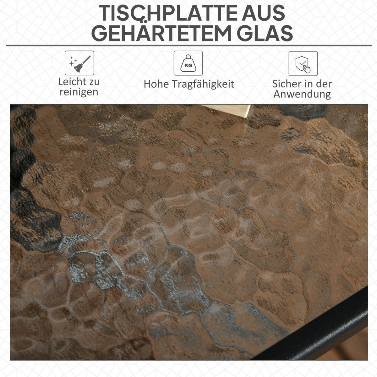 GARTENTISCH aus Metall 76x76x72 cm Schwarz mit Schirmloch - Naturfarben, Metall (76/76/72cm) - Modfu