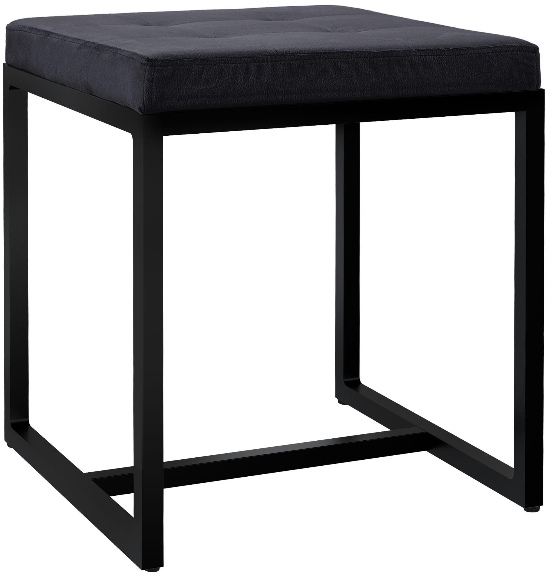 SITZWÜRFEL eckig 40/40/48 cm Samt schwarz - Schwarz, Textil/Metall (40/48/40cm) - CLP