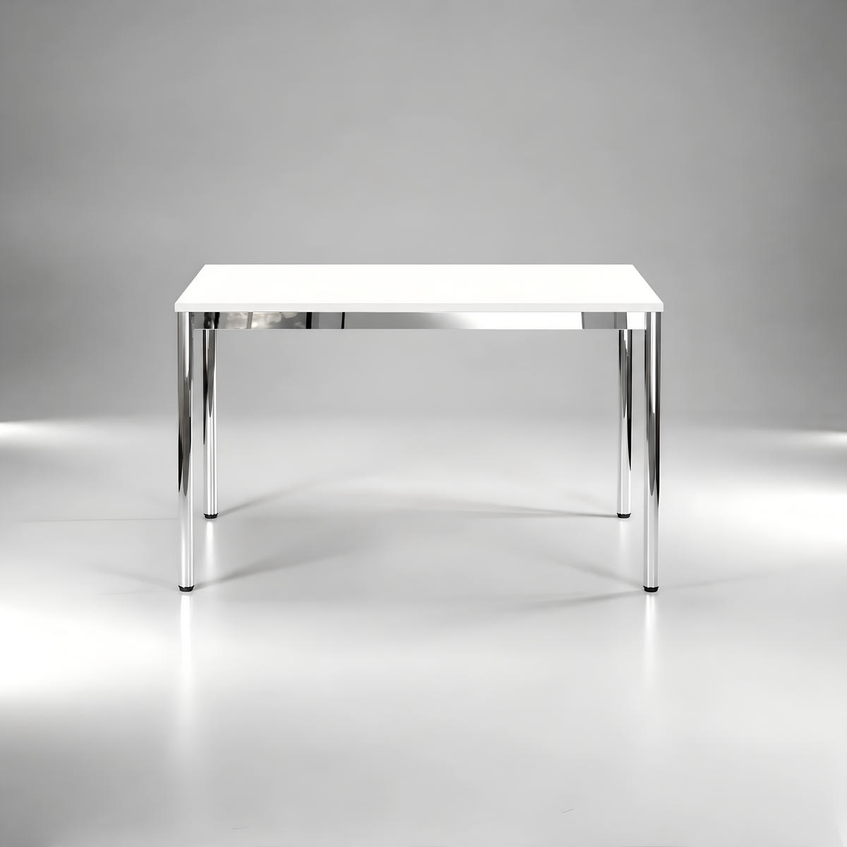 SCHREIBTISCH VST1 120 x 90 cm Weiß – höhenverstellbar - Chromfarben/Weiß, Holzwerkstoff (120/90/75.5cm) - Versee