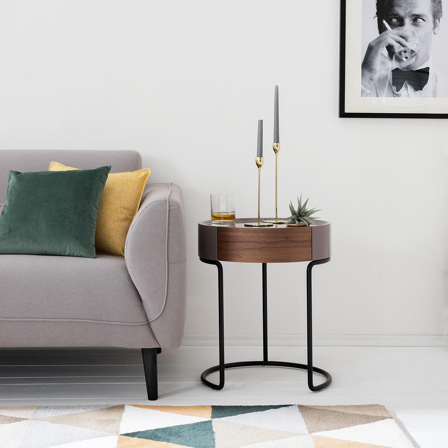 BEISTELLTISCH - Holzwerkstoff / Metall - Walnussfarben/Schwarz, Metall (45/45/53cm) - home24