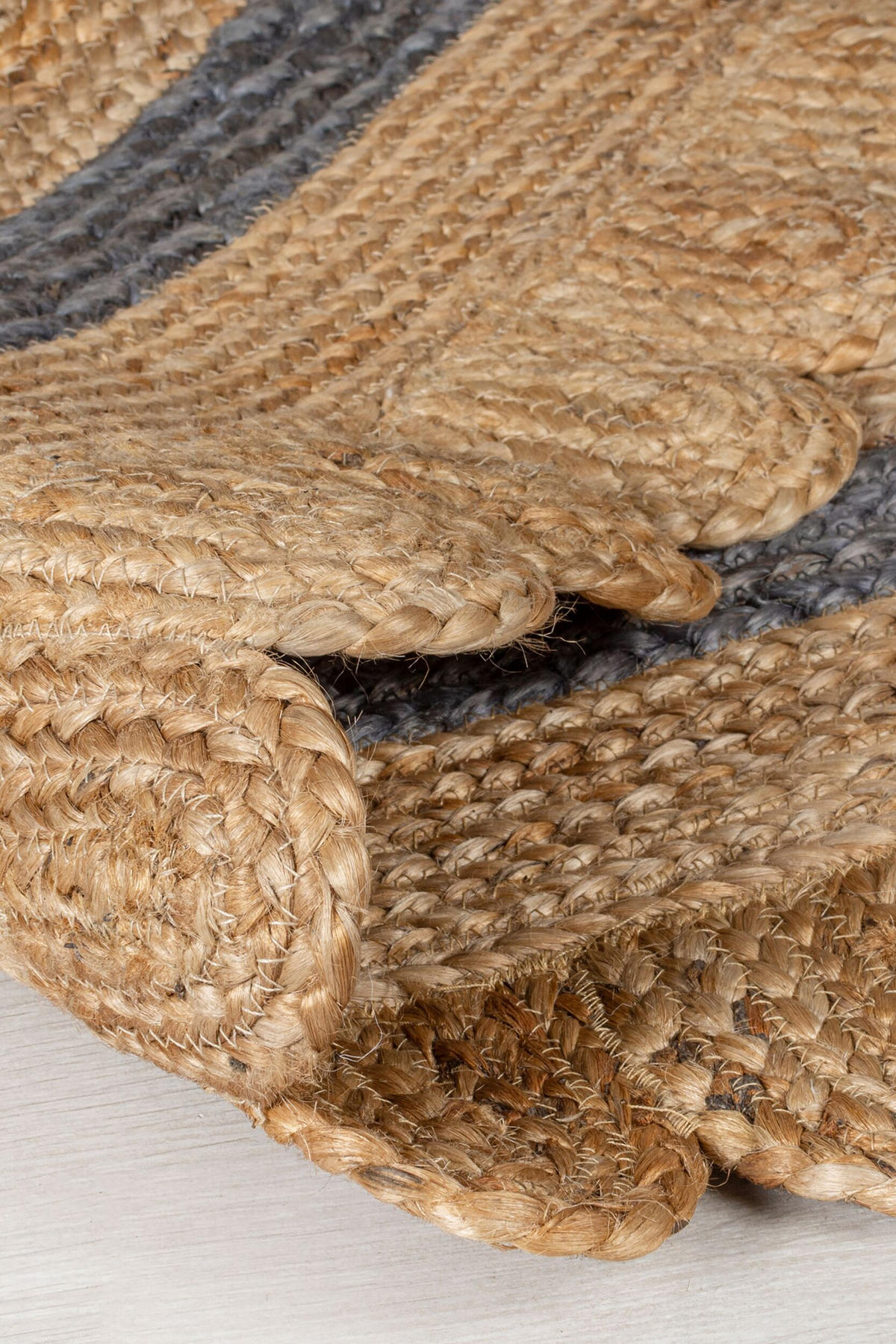 TEPPICH Jute Handarbeit-Design, naturfarben GRACE, Braun-Grau 80x230 cm - Braun, Naturmaterialien (80/230cm) - KADIMA DESIGN