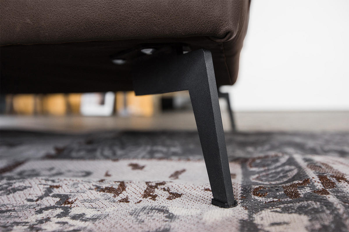ECKSOFA BLOOM Dunkelbraun Leder - Dunkelbraun/Schwarz, Leder (276/177cm) - KAWOLA
