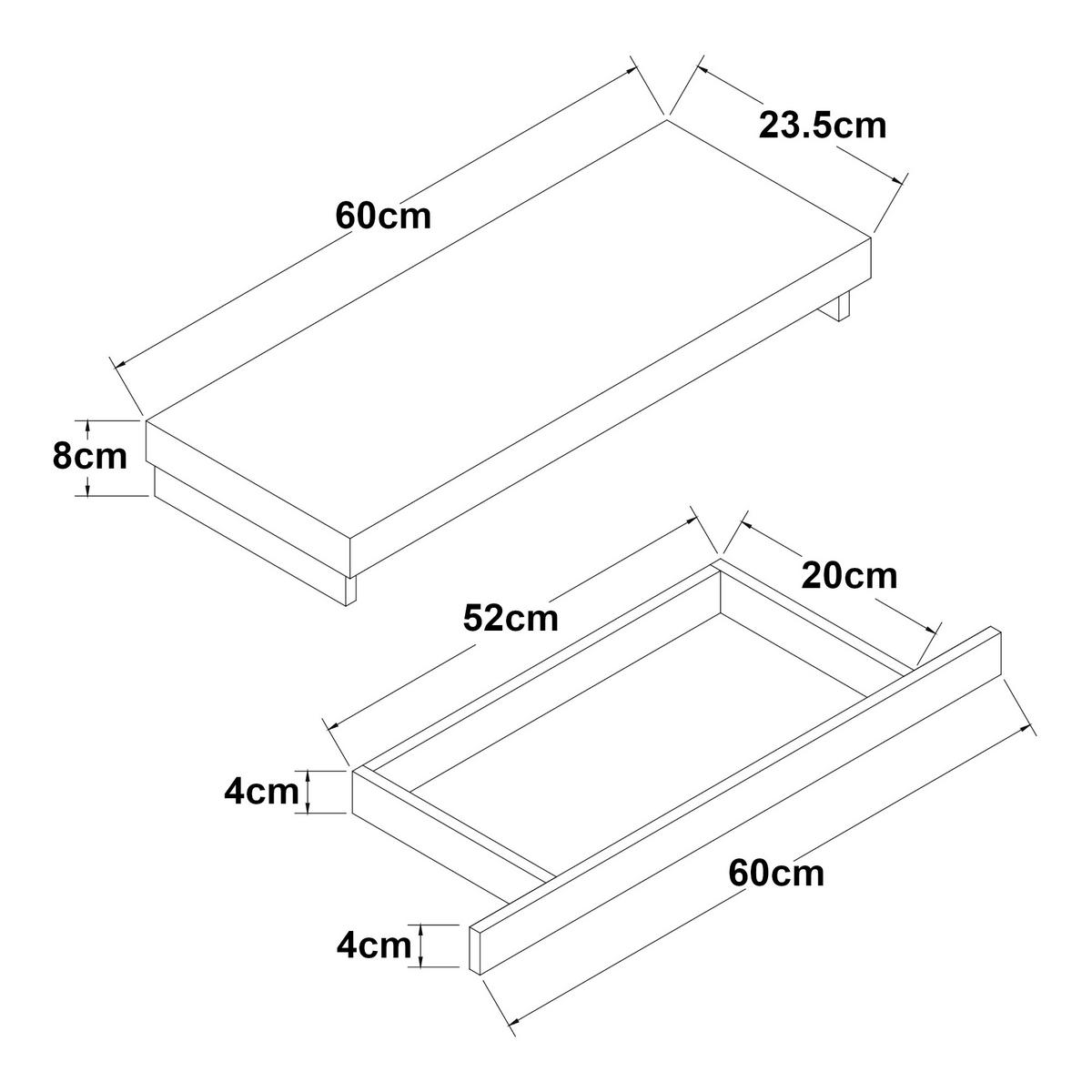 WANDREGAL Karkkila - Grau, Holzwerkstoff (60/8/23.5cm) - [en.casa]