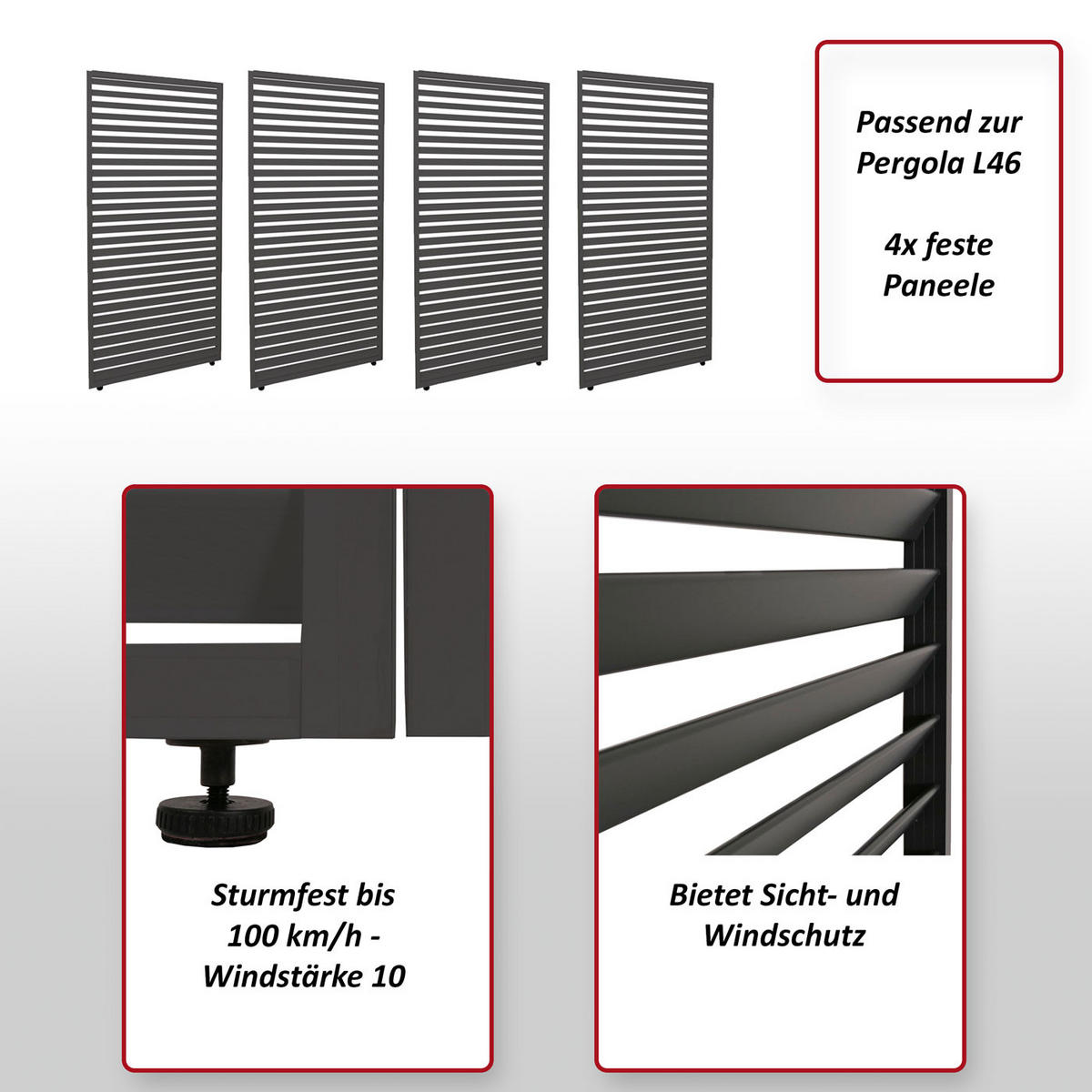 PANEELE FÜR PERGOLA Anthrazit 4er-Set-Set - Anthrazit, Metall (369/204/4cm) - MCW