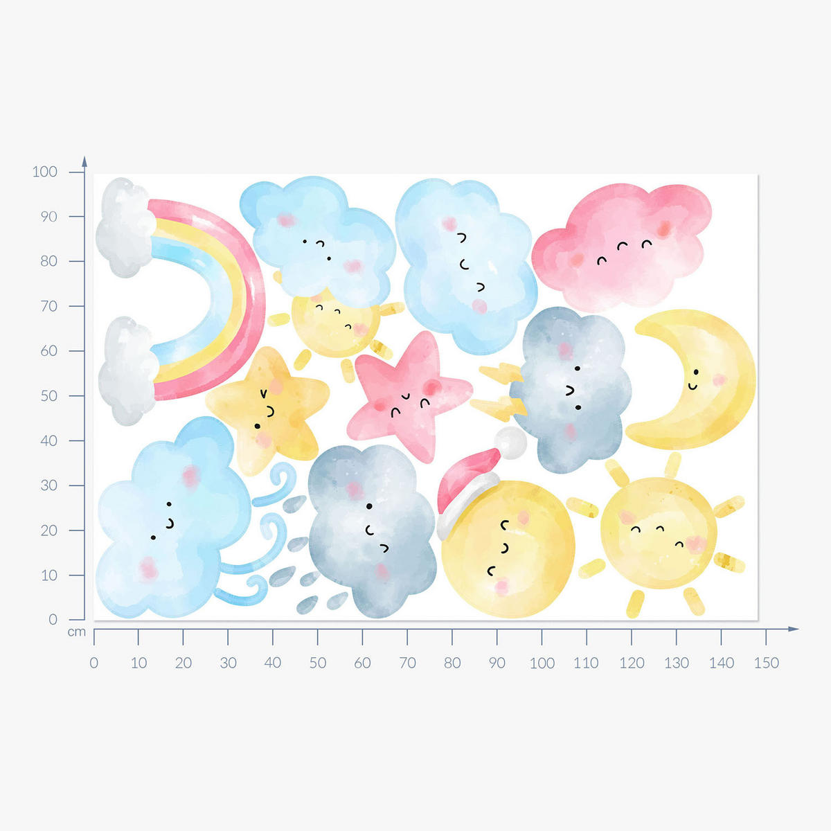 WANDAUFKLEBER 100x148cm - Natur-Pastellelemente - Multicolor, Kunststoff (100/148/0.1cm) - Wallfluent