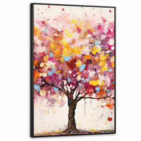 LEINWAND Bilder mit Rahmen - Aquarell - Baum - Kunst - Abstrakt - 80x120 - Multicolor, Textil (80/120cm) - MuchoWow