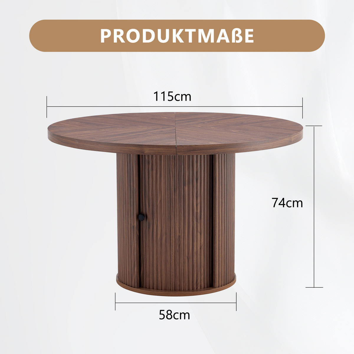 ESSTISCH Rund 115/74 cm mit Stauraum DE-40056 Nussbaum - Walnussfarben, Holzwerkstoff (115/115/74cm) - ComfortXL