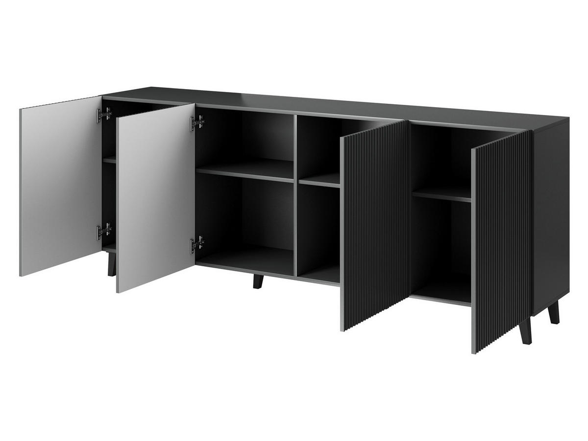 KOMMODE Vamos Grey 200 - Anthrazit/Schwarz, Holzwerkstoff/Kunststoff (201/83/42cm) - MIRJAN24