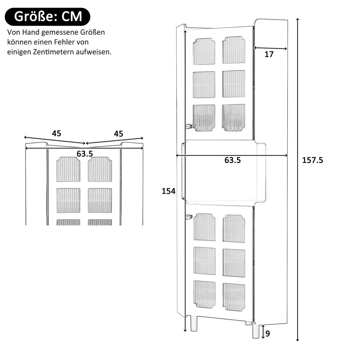 HOCHSCHRANK 63,5/157,5 cm aus MDF mit App-gesteuerter LED-Beleuchtung Schwarz - Schwarz, Holzwerkstoff (63.5/157.5/17cm) - Modenvie