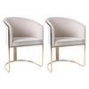 STUHL mit Armlehnen 2er-Set - Samt & Metall - Beige und Goldfarben - JOSETHE - Creme, Textil (52.5/82.5/59.5cm) - Pascal Morabito