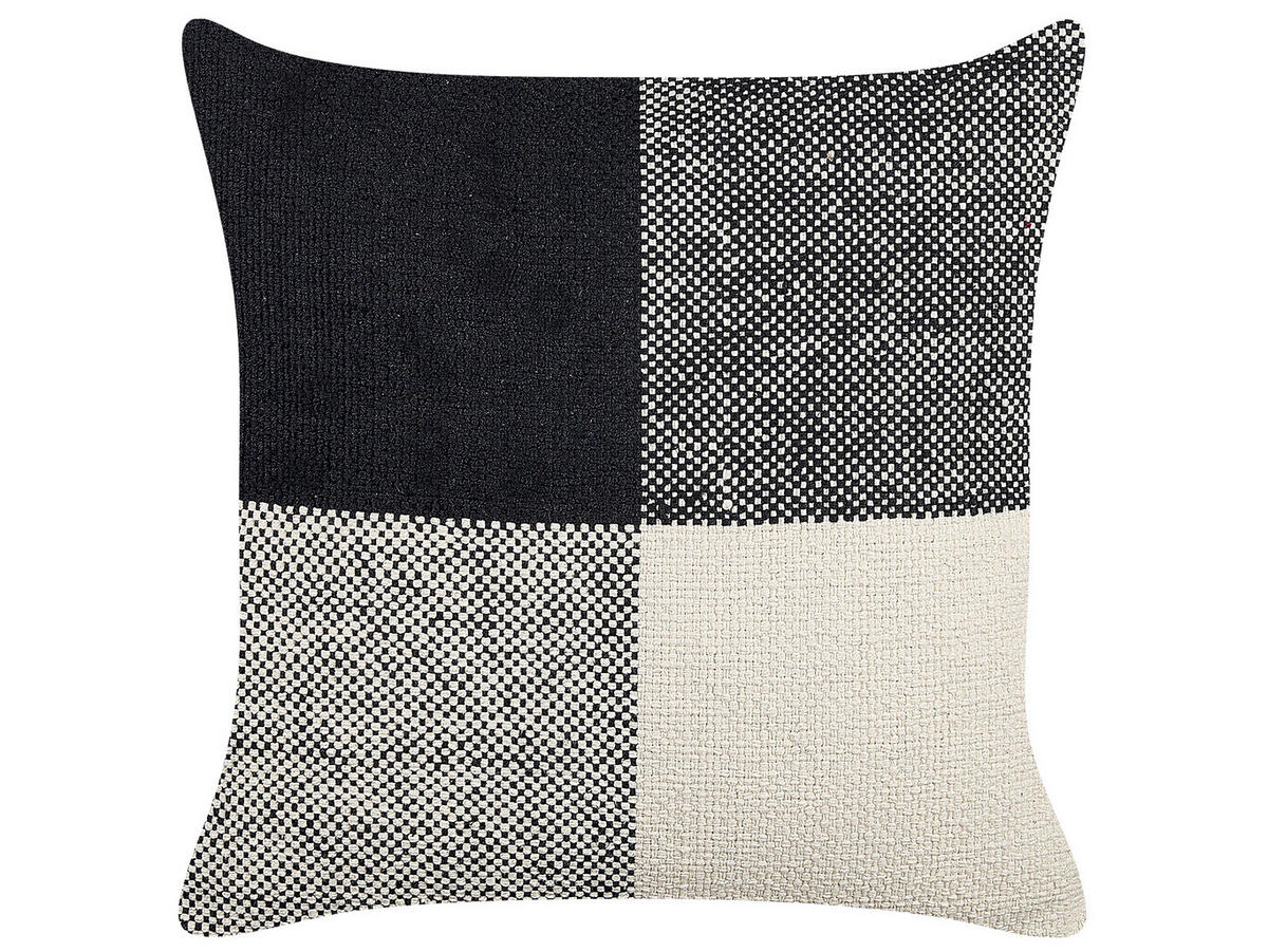 DEKOKISSEN 2er-Set Hellbeige 45/45 cm Laelia - Beige/Schwarz, Naturmaterialien (45/45cm) - Beliani