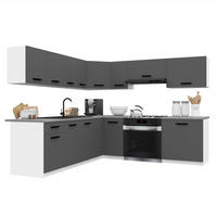 KÜCHENZEILE Italia 7 420 cm , mit Arbeitsplatten, Grau Matt - Grau, Holz (420/143/60cm) - B BELINI GROUP