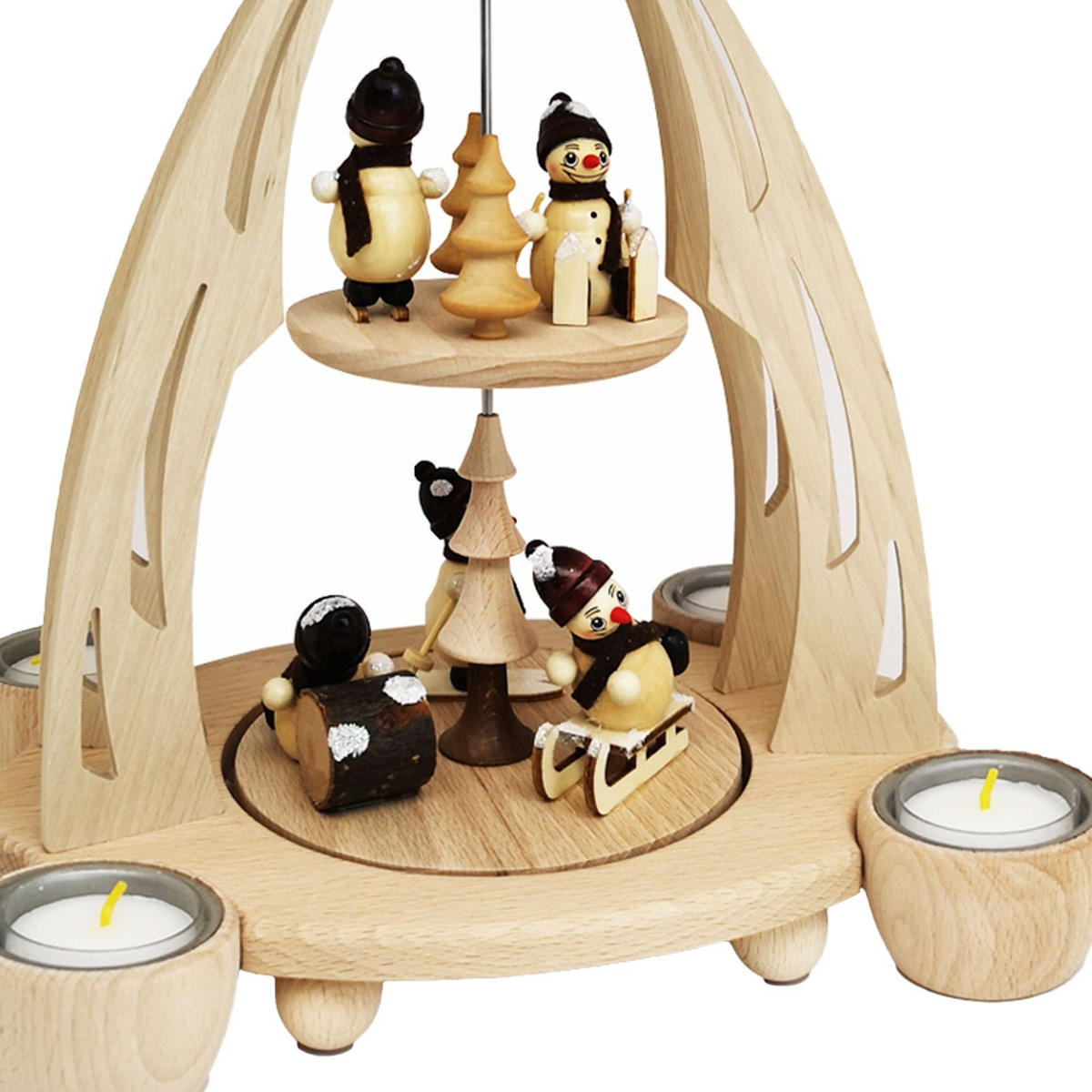 PYRAMIDE Schneemänner 20/24/35 cm - Multicolor, Holz (0.1/35/0.1cm) - Dekoteam24