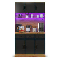 BUFFET 100/40/180 cm Schwarz mit LED-Beleuchtung mit APP-Steuerung und 3 Schubladen - Schwarz, Holz (100/180/40cm) - Oxeza