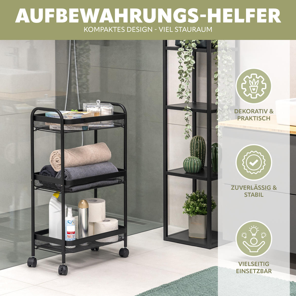 ROLLWAGEN, schwarz, Metall - Schwarz, Metall (47/79.5/27cm) - eluno