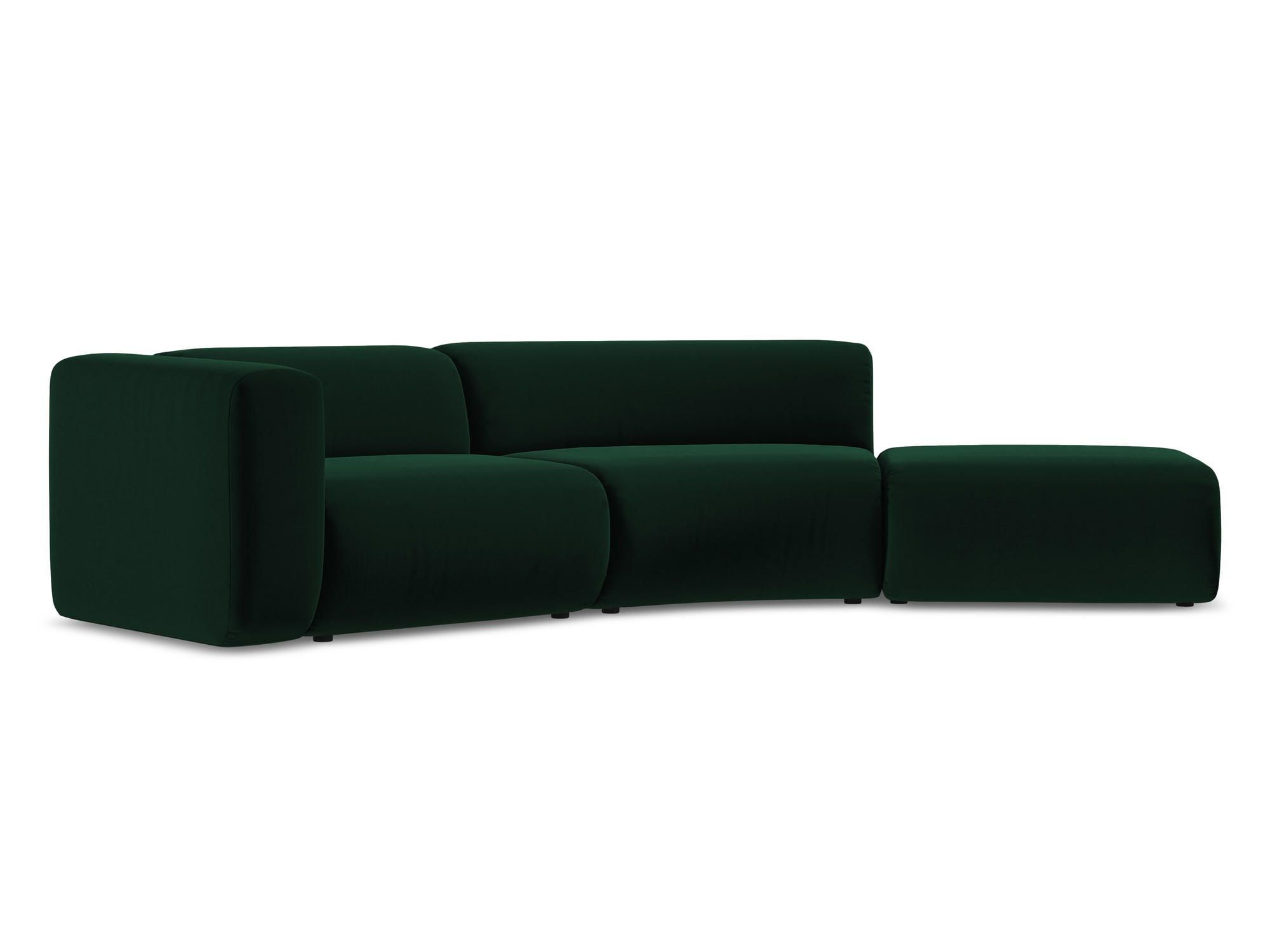 4-SITZER-SOFA Samt Stoff Grün - Dunkelgrün/Schwarz, Kunststoff/Textil (335/70/166cm) - Makamii