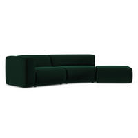4-SITZER-SOFA Samt Stoff Grün - Dunkelgrün/Schwarz, Kunststoff/Textil (335/70/166cm) - Makamii