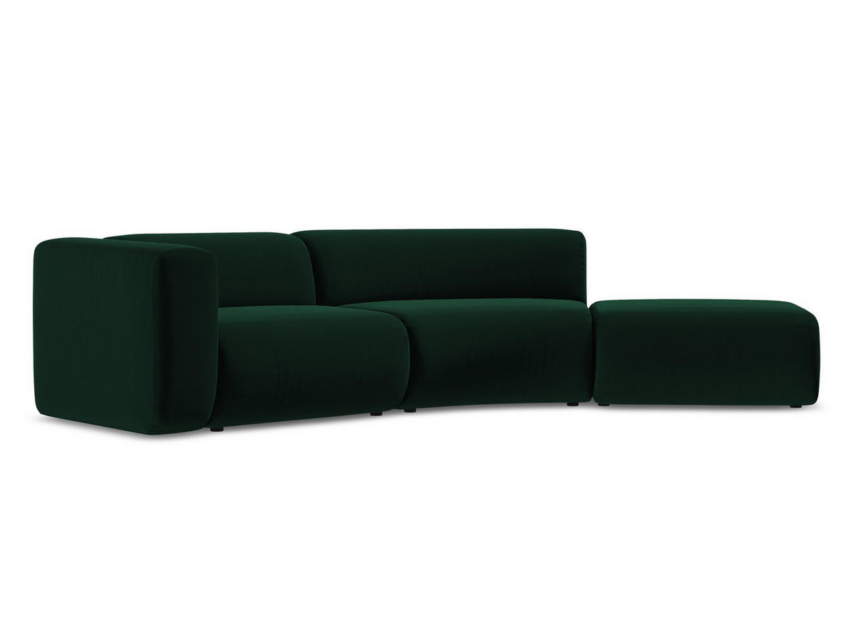 4-SITZER-SOFA Samt Stoff Grün - Dunkelgrün/Schwarz, Kunststoff/Textil (335/70/166cm) - Makamii