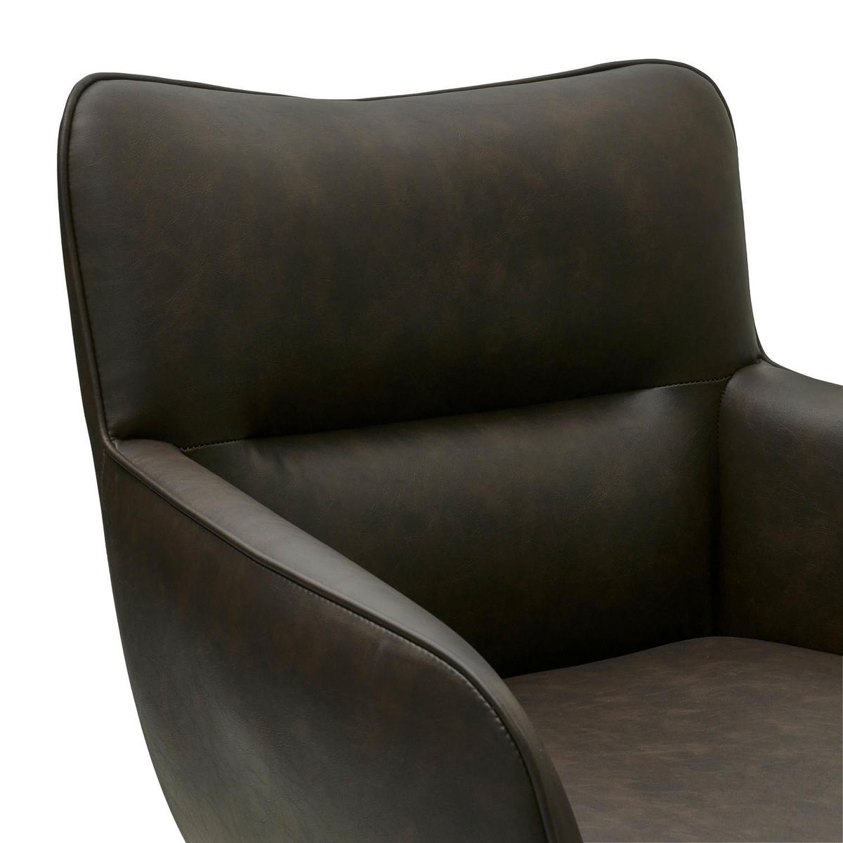 ARMLEHNSTUHL-SET 6 Stück in Kunstleder Dunkelbraun - Schwarz/Braun, Textil/Metall (55/84/60cm) - Furnhouse