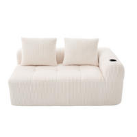2-SITZER Sofa Cord mit Seitenfächern und Becherhaltern 158/93/61 cm Beige - Beige, Textil (93/61/158cm) - Redom
