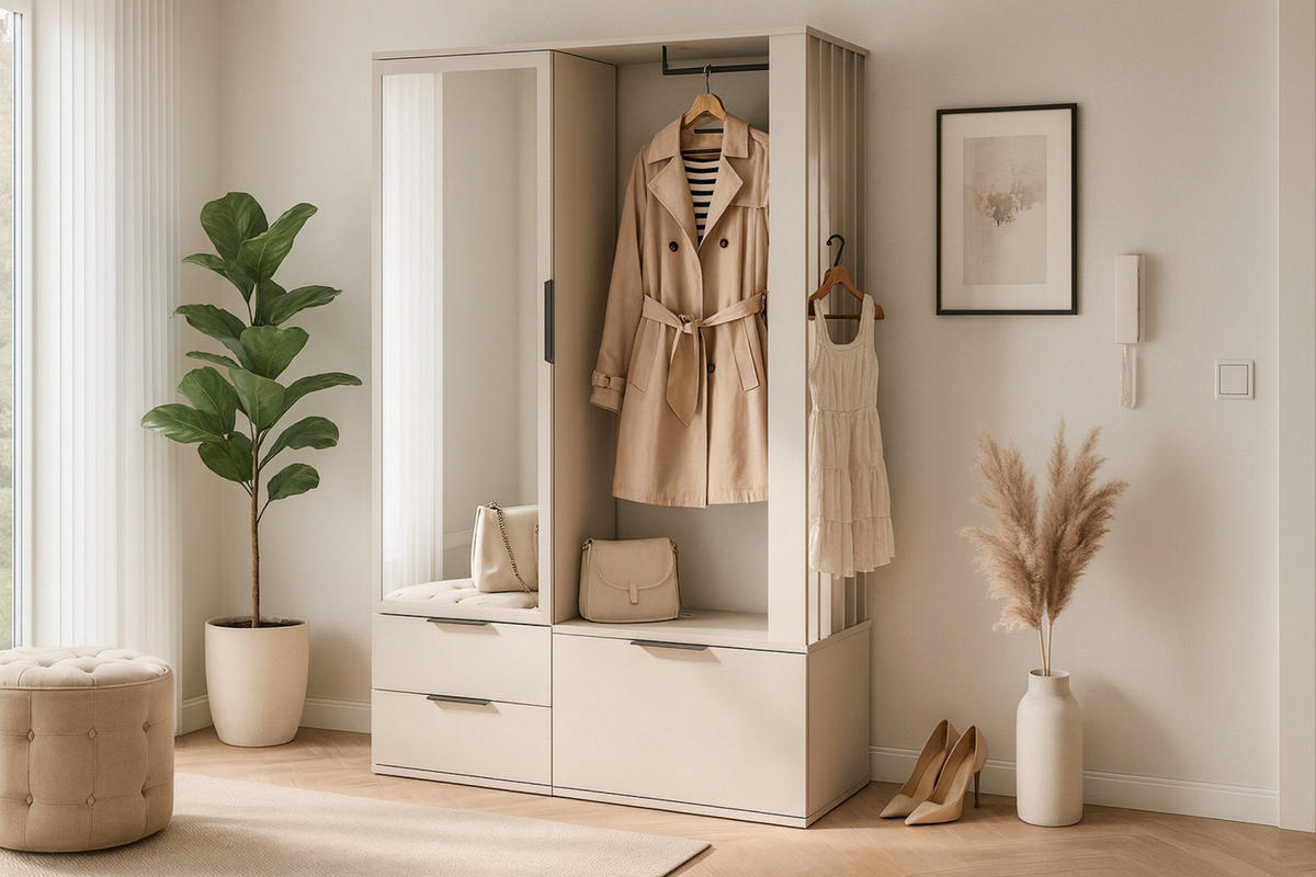 GARDEROBE FAMO 140/200 in Kaschmir - Kaschmir, Holzwerkstoff (140/200/43cm) - Deine Möbel 24