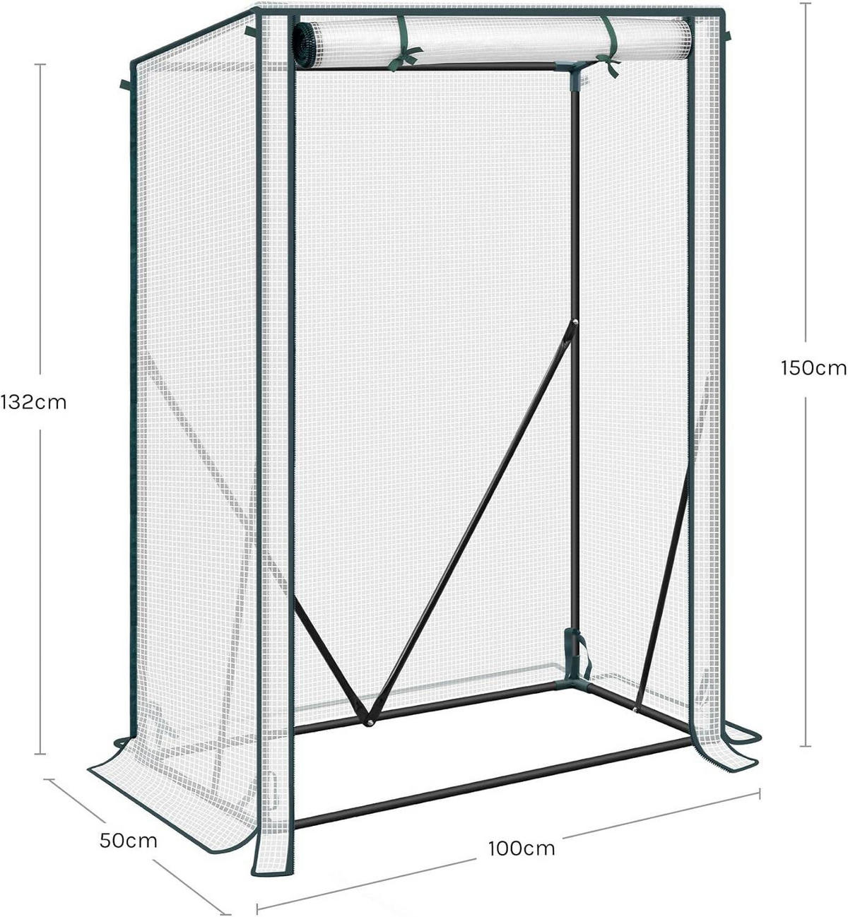 FOLIENGEWÄCHSHAUS, PE-reissfeste, 100x50x150/136 cm - Weiß, Textil/Metall (100/150/50cm) - Woltu