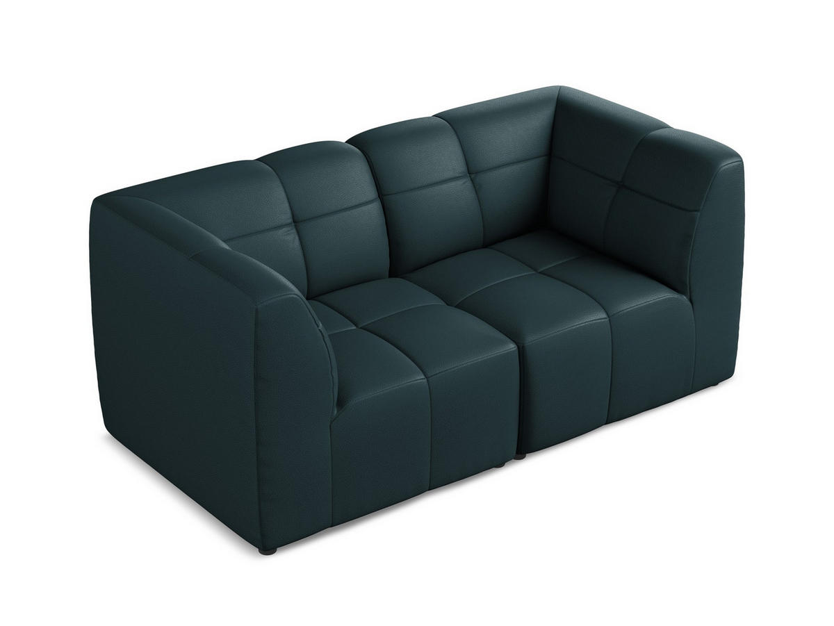 3-SITZER SOFA Samt Stoff Blau - Schwarz/Hellblau, Holzwerkstoff/Kunststoff (244/75/94cm) - Makamii