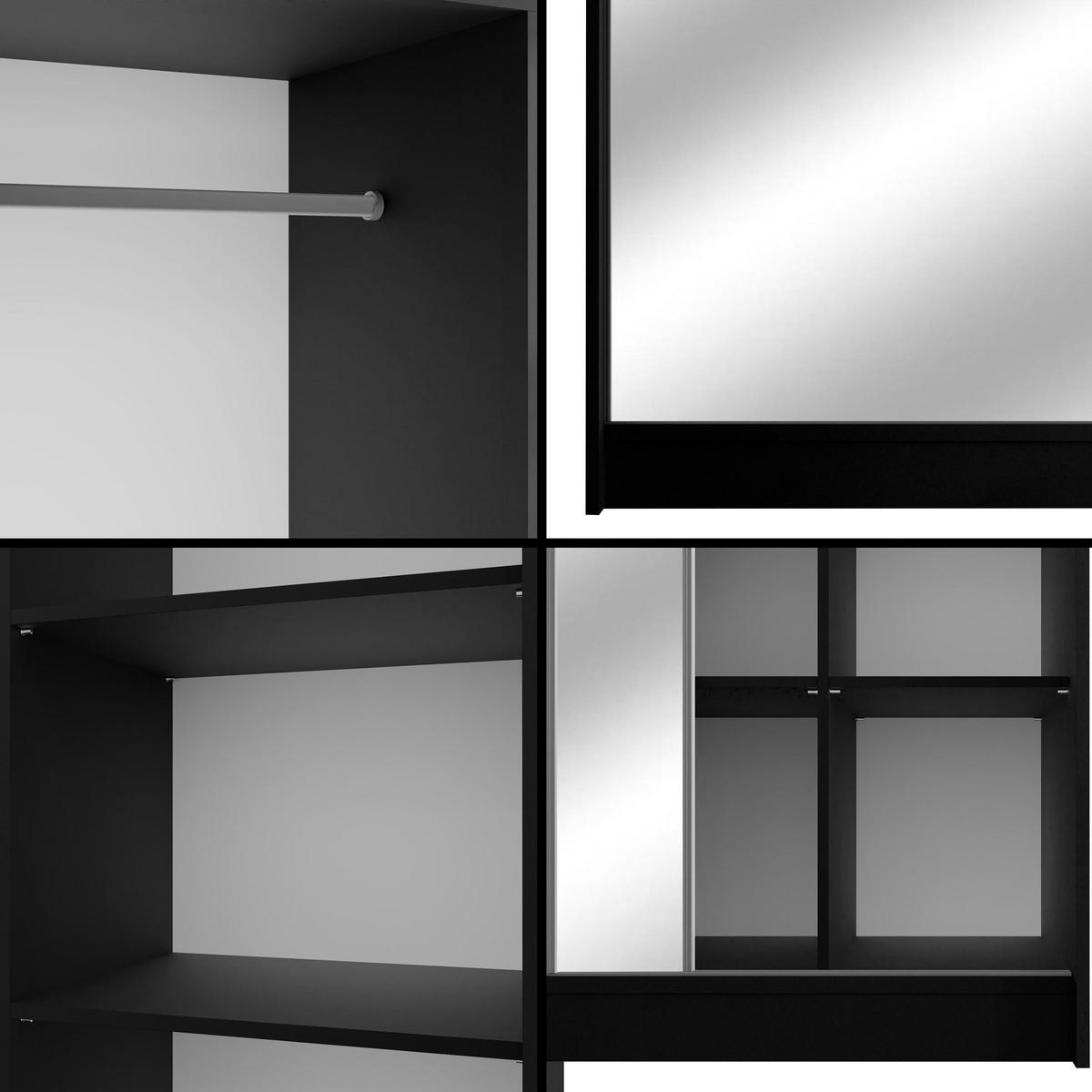 KLEIDERSCHRANK AMOHA - 150 cm - Schwarz - Schwarz, Holzwerkstoff (150/215/61cm) - ALTDECOR