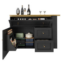 BAROVÝ stůl z MDF a kovu 138-204x39x105 cm černý s úložným prostorem a 360° otočnou deskou - černá, kompozitní dřevo (204/105/39cm) - Modfu