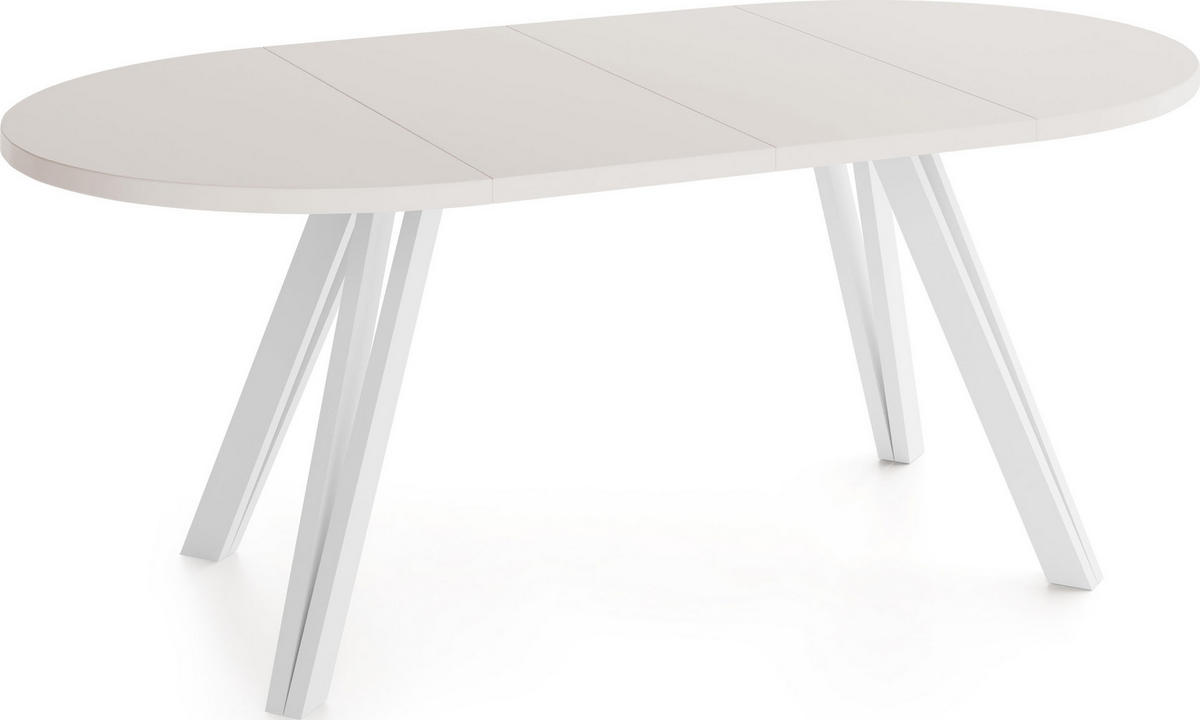 ESSTISCH Ravero runder ausziehbarer, Kaschmir 100-180/100/77 cm - Kaschmir/Weiß, Holz/Holzwerkstoff (100/100/77cm) - WFL GROUP