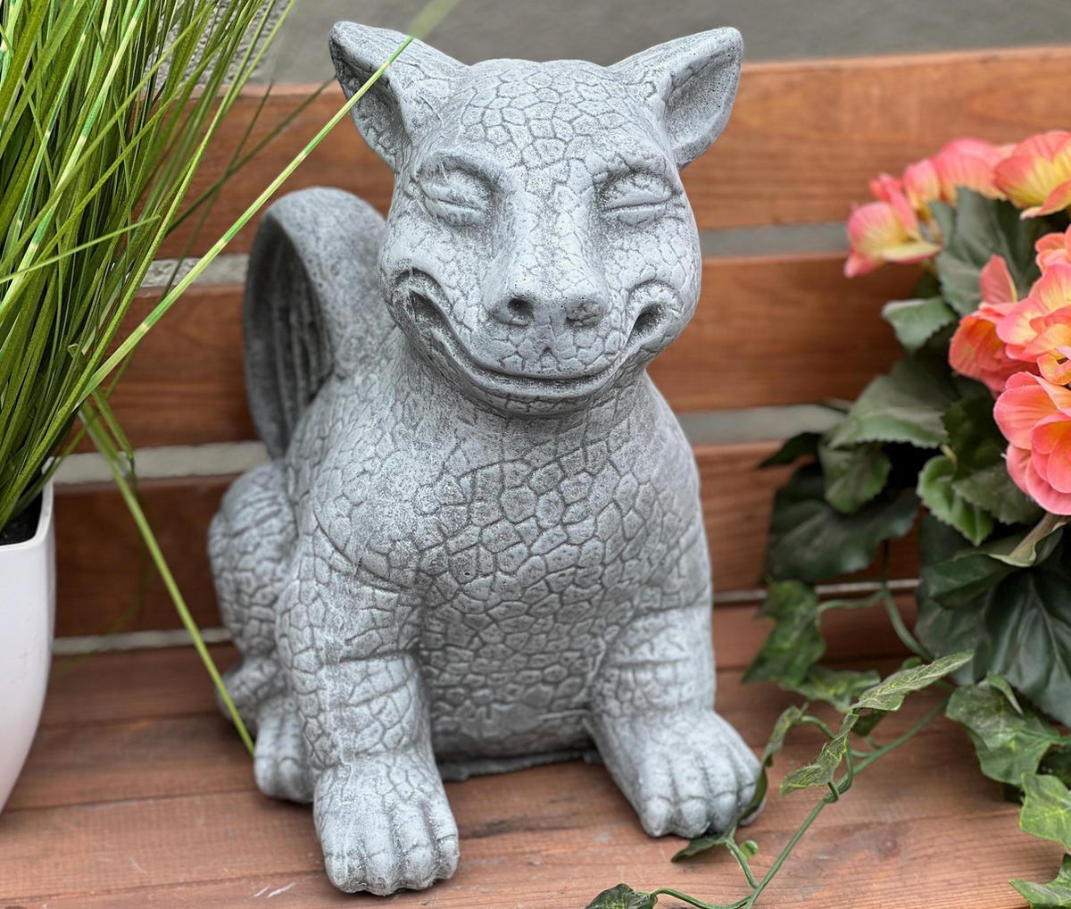 STEINFIGUR Drachen Gargoyle frostfest Steinguss - Grau, Stein (18/28/21cm) - stoneandstyle