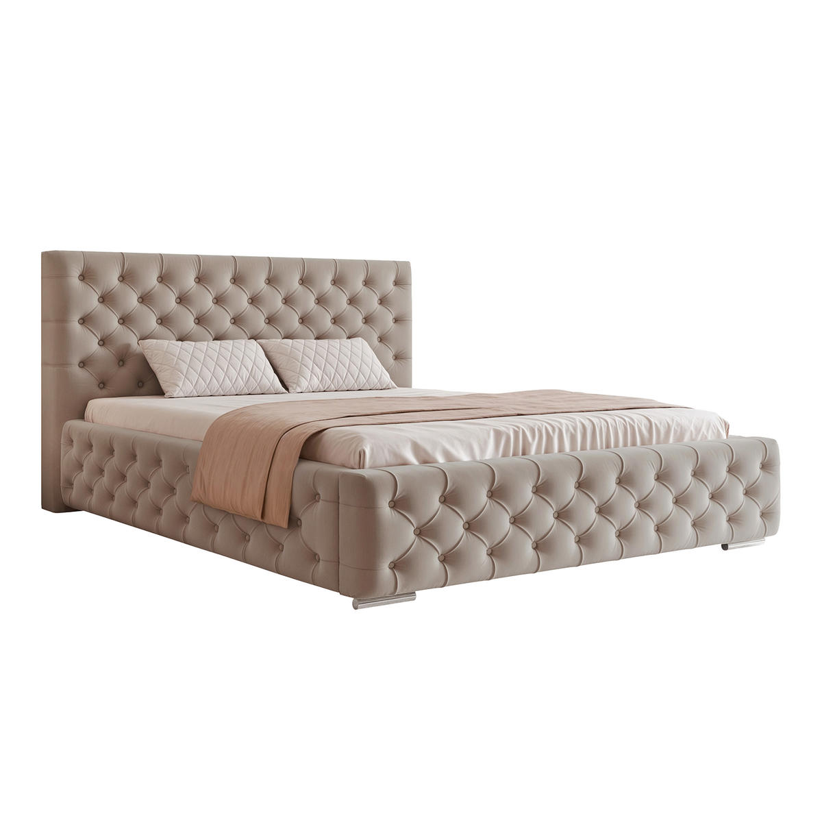 POLSTERBETT CALLIA 200x200 cm, Beige - Beige, Textil (200/200cm) - Fedve