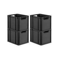 EUROBOX 4x NextGen Color 32x30x40 cm 30 Liter Griffe schwarz offen, Schwarz - Anthrazit/Schwarz, Kunststoff (30/32/40cm) - PROREGAL