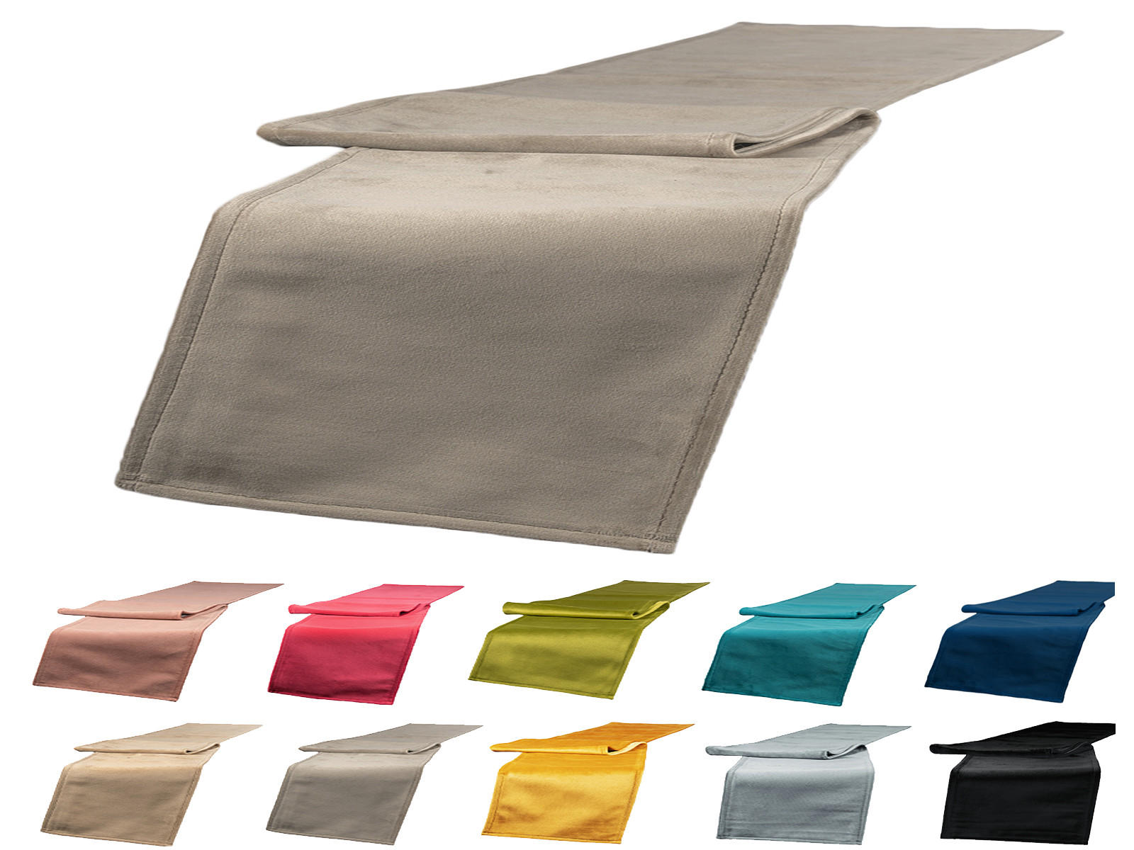 XL-TISCHLÄUFER Samt&Sonders taupe 220/40 cm - Taupe, Textil (40/220cm) - beties Heimtextil