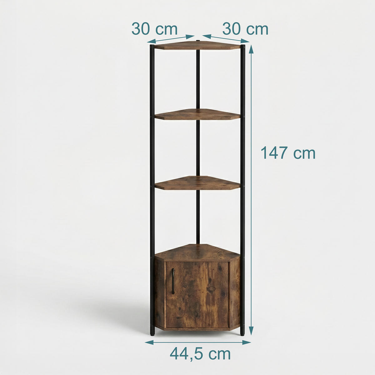 ECKREGAL Vintagebraun 5 Ebenen mit Schrank - Multicolor, Holzwerkstoff/Metall (44.5/147/30cm) - Relaxdays