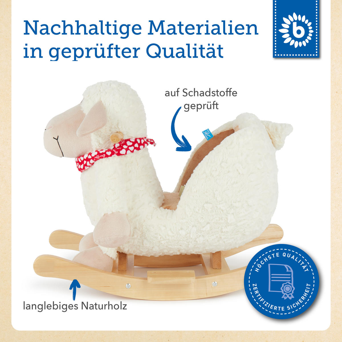 SCHAUKELTIER Plüsch Schaf Schaukelpferd - Weiß, Textil (61/48/33cm) - Bieco Spielwaren