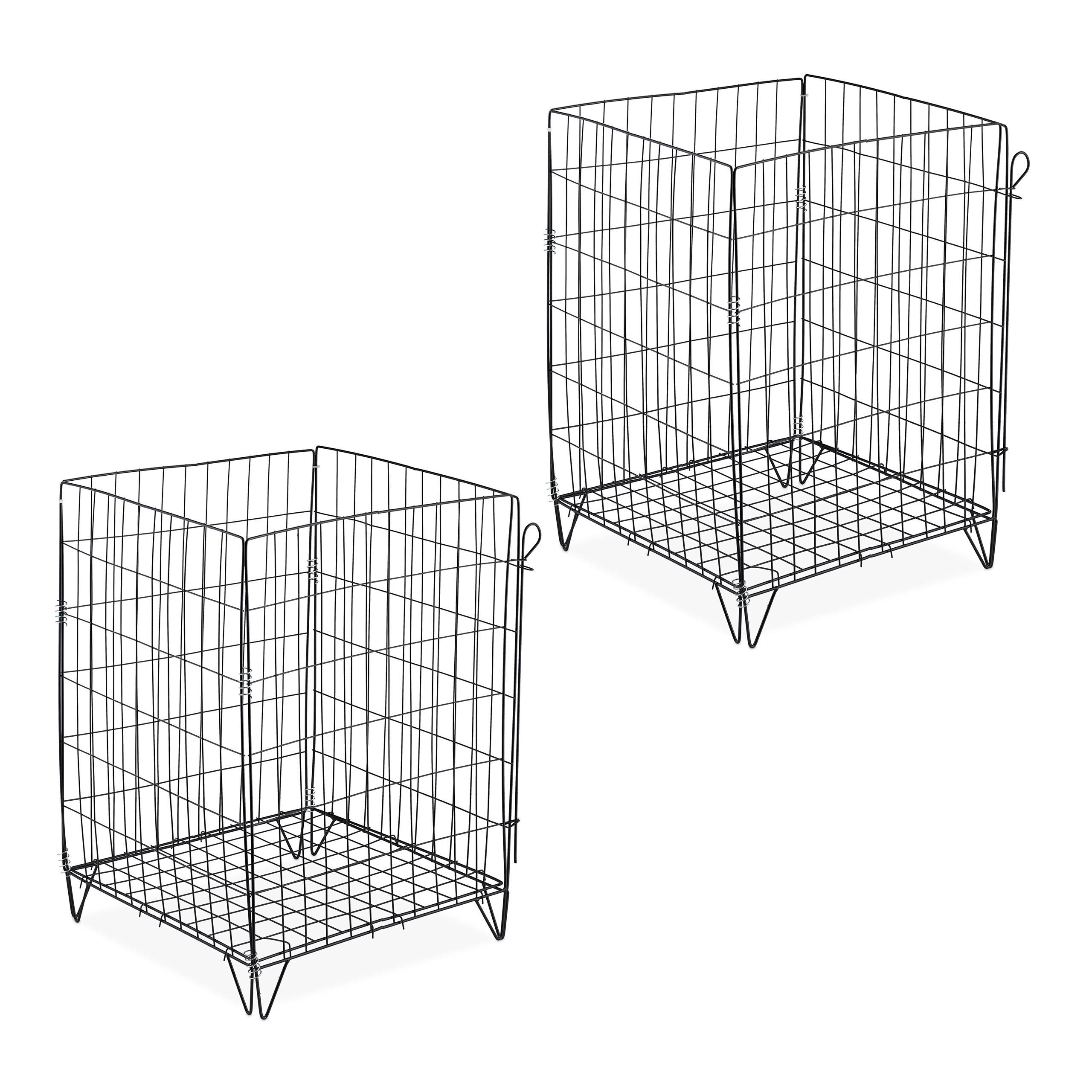 COMPOSTOR negru set-2 oțel 120 L cu grilaj-de-bază - negru, metal (46/68/46cm) - Relaxdays