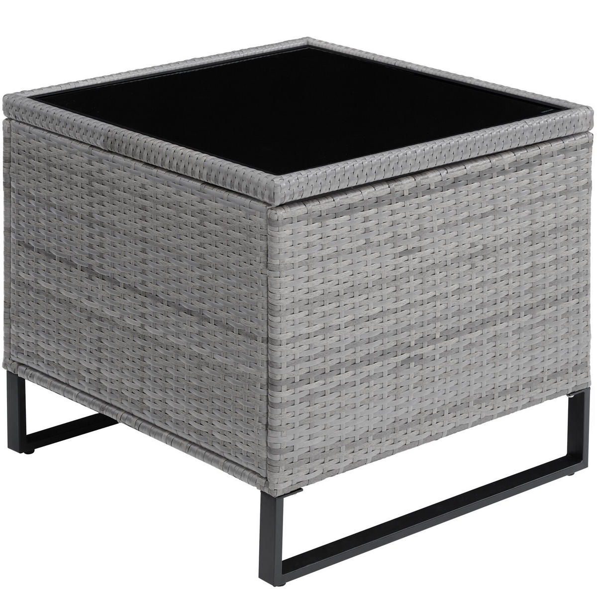 RATTANLOUNGE Ostuni, mit Sicherheitsglasplatte, grau-meliert/grau - Grau, Kunststoff - tectake