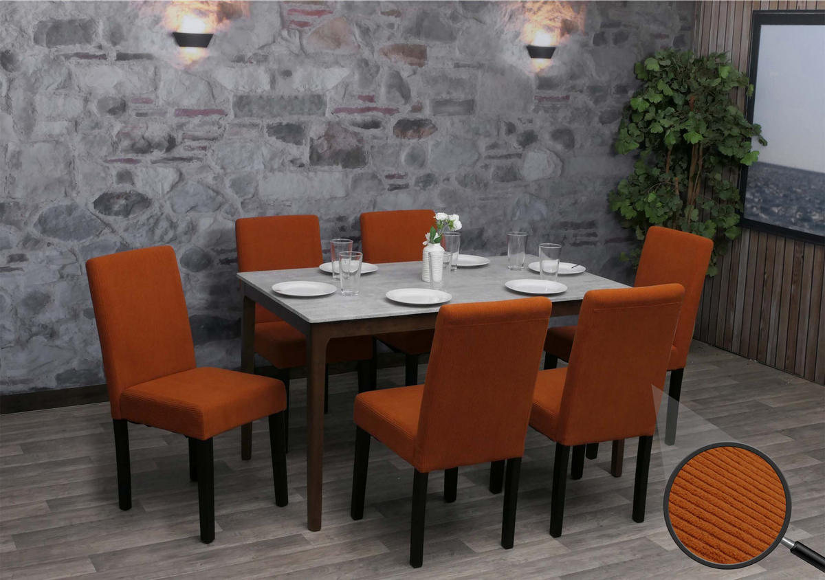 ESSZIMMERSTUHL Orange 6er-Set - Orange, Textil (42/90/50cm) - MCW