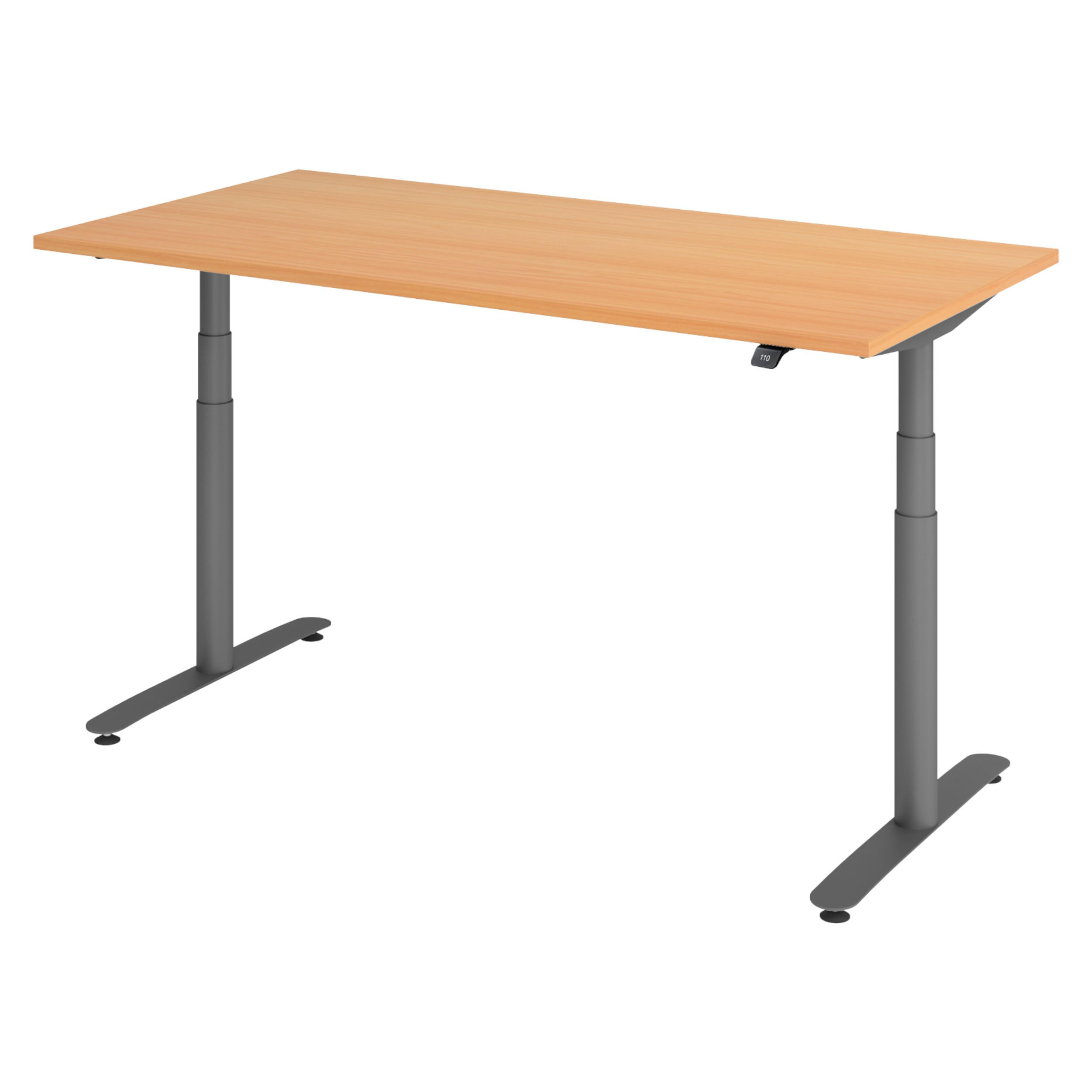 SCHREIBTISCH elektrisch Bluetooth & App XDLR 160/80/72 cm in Buchefarben/Graphitfarben - Buchefarben/Graphitfarben, Holzwerkstoff (160/80/72cm) - bümö