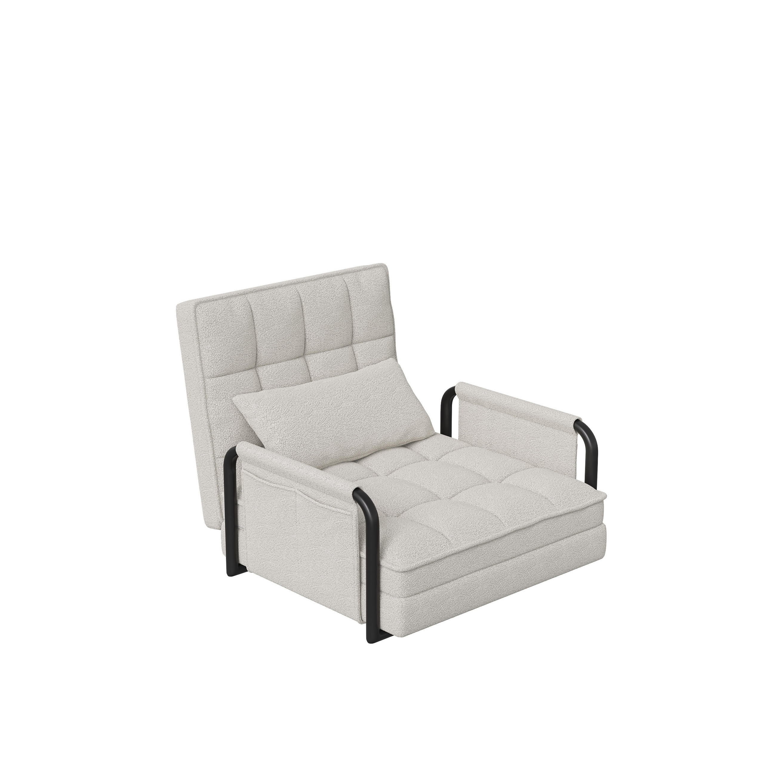 SCHLAFSOFA 5-fach verstellbar, Multifunktional, Beige Bouclé-Stoff - Beige, Holz (78/55/180cm)