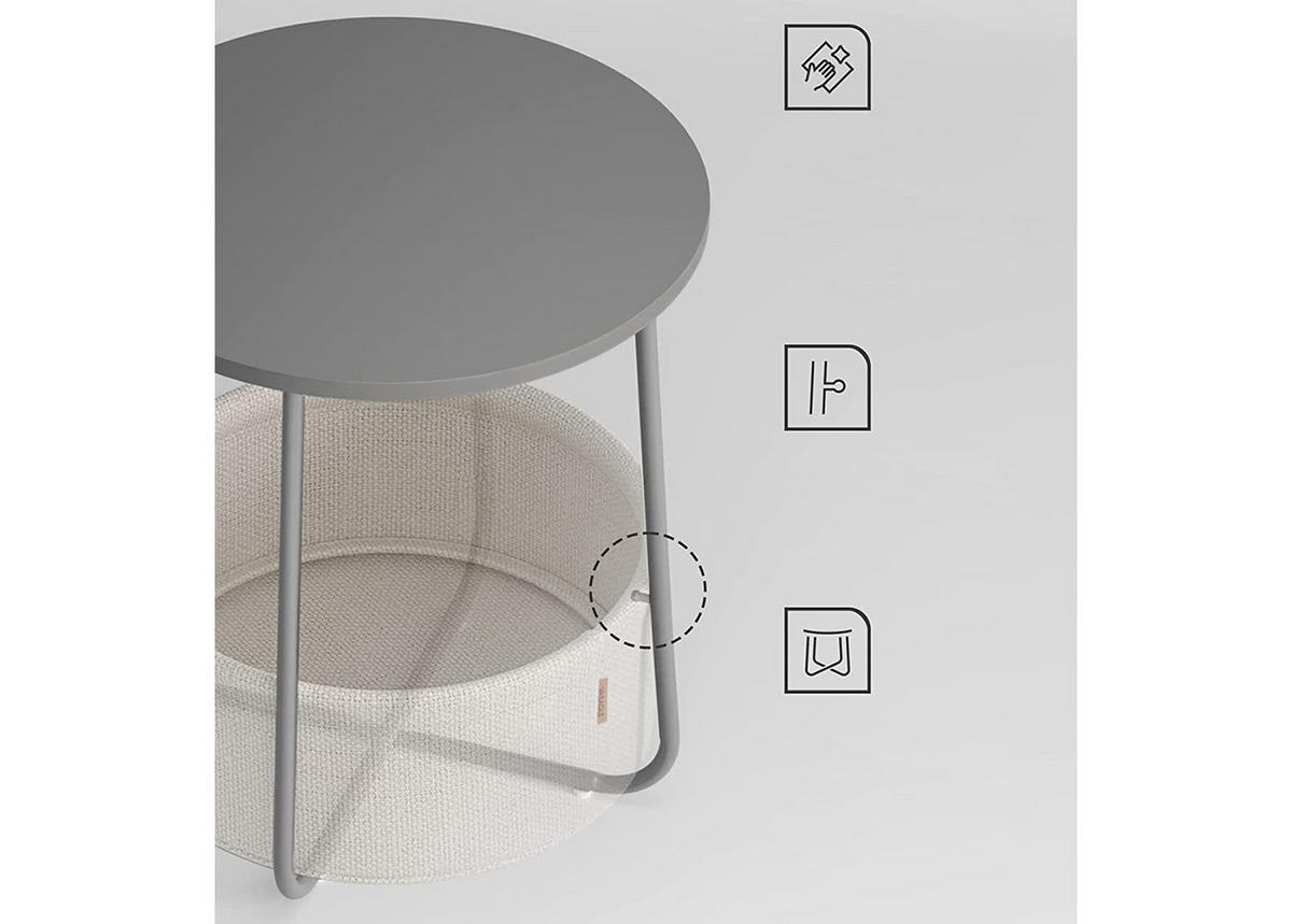 BEISTELLTISCH mit Korb - Grau, Metall (45/45/50cm) - A2A Home