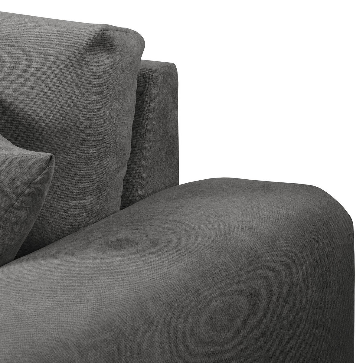 BIGSOFA - Dunkelgrau/Schwarz, Kunststoff/Textil (237/79/144cm) - home24