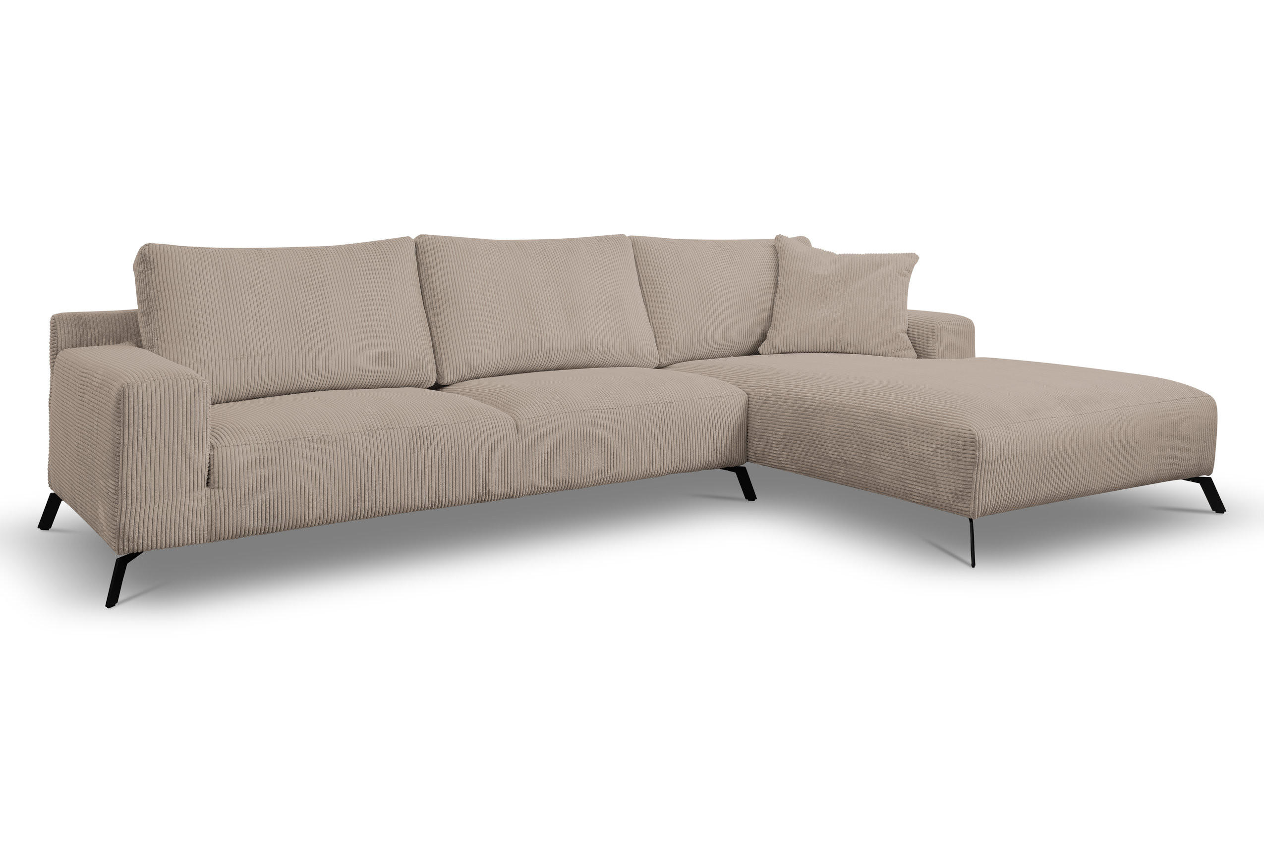 ECKSOFA Aspen in L-Form, Coach Farbe: Braun, Cordstoff, Ottomane Rechts - Braun, Textil (312/187cm) - VENASI MÖBEL