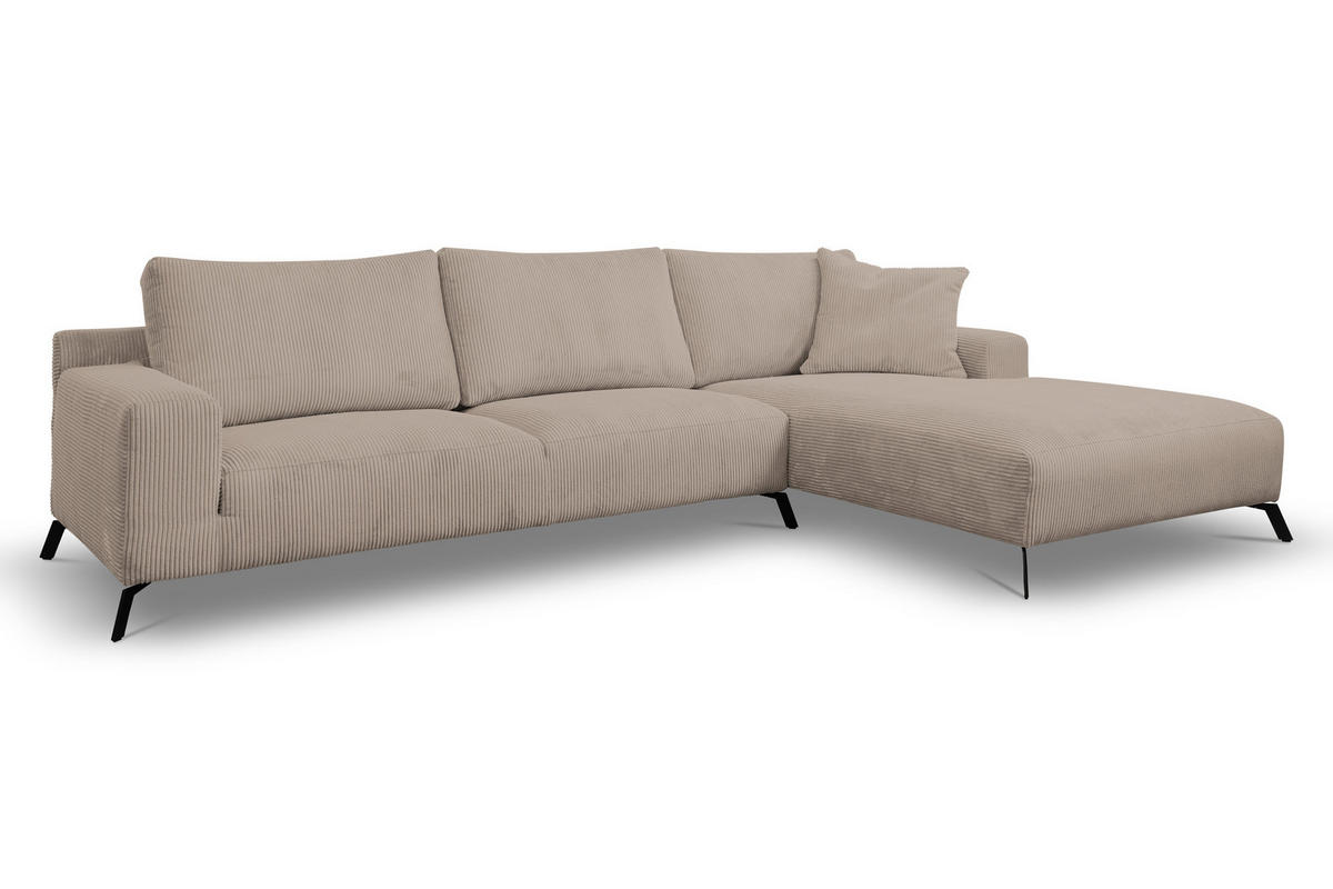 ECKSOFA Aspen in L-Form, Coach Farbe: Braun, Cordstoff, Ottomane Rechts - Braun, Textil (312/187cm) - VENASI MÖBEL