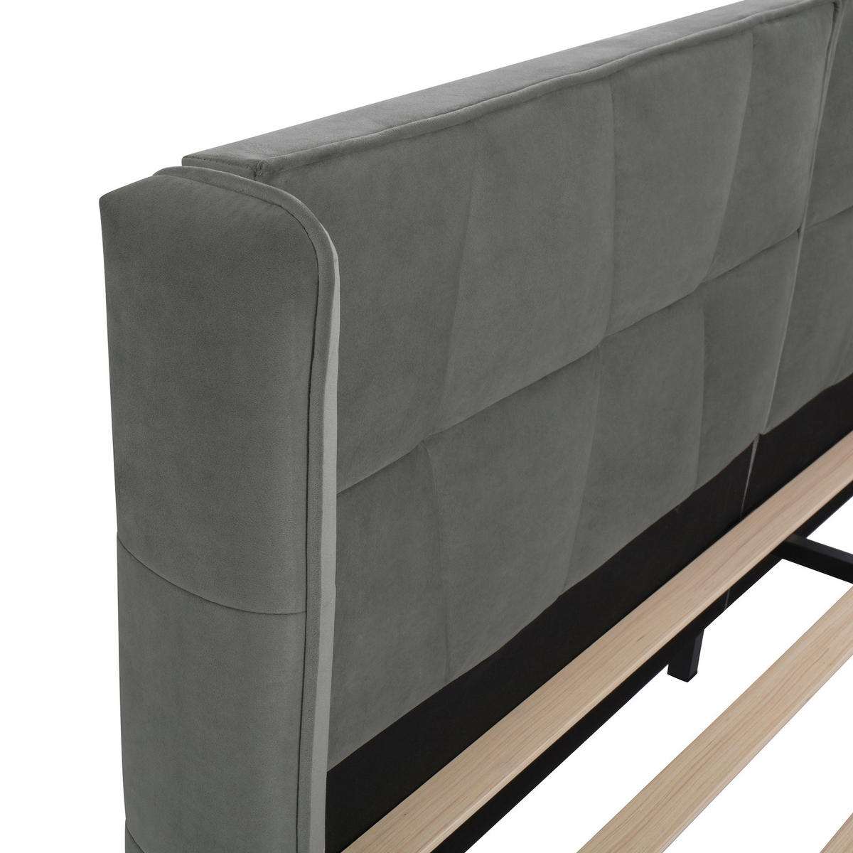 POLSTERBETT 180/200 cm Grau aus Samt mit Lattenrost - Grau, Textil (180/200cm) - OKMYHOME